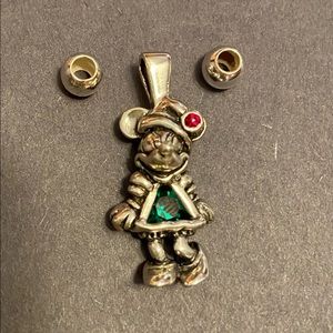Disney Christmas Minnie Mouse Christmas Sterling Pendant Charm New vintage